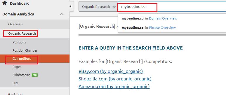 competitor analysis in SEMrush